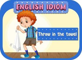 idioma inglês com descrição de imagem para jogar a toalha vetor