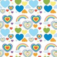 padrão de coração e arco-íris sem costura vetor