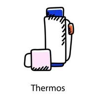 ícone de garrafa térmica desenhada à mão em vetor de estilo editável