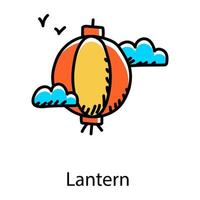 ícone de estilo doodle de lanterna, vetor editável