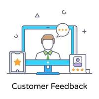 vetor de feedback do cliente no ícone conceitual de linha plana