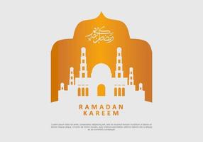 ramadan kareem com grande mesquita, caligrafia e ornamento islâmico marrom vetor