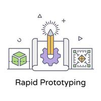 ícone de contorno plano de prototipagem rápida, vetor editável