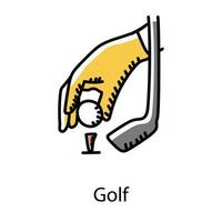 golfe no ícone de estilo doodle, vetor editável