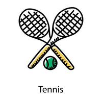 raquetes e bola denotando ícone desenhado à mão do tênis vetor