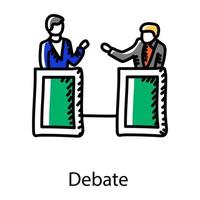 debate ícone de estilo doodle, vetor editável