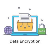 criptografia de dados também conhecida como ícone conceitual plano de segurança de dados vetor
