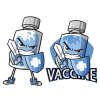 mascote de desenho animado de lutador de vacinação vetor