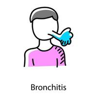 bronquite de doença perigosa no ícone editável de estilo doodle vetor