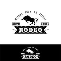 logotipo vintage touro búfalo angus fúria de vaca para design de logotipo de selo de rodeio estilo mexicano vetor