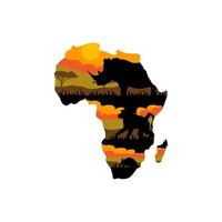 logotipo de mamífero africano dentro do continente africano vetor
