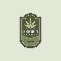 vetor de design de logotipo de folha de maconha de cannabis cbd vintage