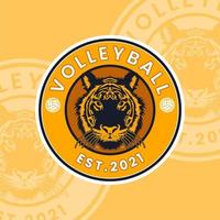 logotipo da equipe de esportes de futebol de vôlei de beisebol com design inspirador de casaco de cabeça de tigre vetor