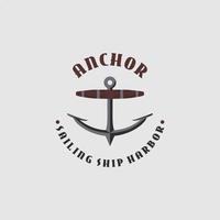 logotipo de âncora vintage para inspiração de design náutico de porto de navio à vela vetor