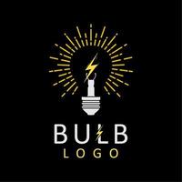 logotipo de lâmpada luminosa com inspiração de design de ideia de inovação de ícone elétrico vetor