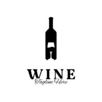 garrafa de copo de vinho taça vinho bebida silhueta design de logotipo vetor