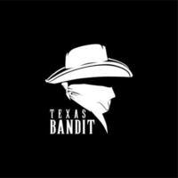 inspiração de design de logotipo de símbolo de gangster de bandido cowboy