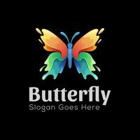 design de logotipo de borboleta abstrata de respingo colorido para símbolo de ícone de vetor de natureza de beleza