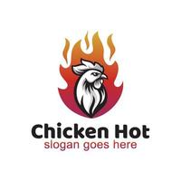 logotipos retrô vintage de fogo de galo quente ou design de logotipo de comida de restaurante de churrasco de frango grelhado