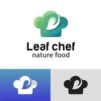 natureza cozinhando comida saudável para vegetariano, dieta, vegan, legumes com design de logotipo de chapéu de chef vetor