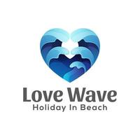 onda de amor no design de logotipo gradiente de praia vetor