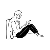 lendo o livro para aprender e relaxar a ilustração do conceito vetor