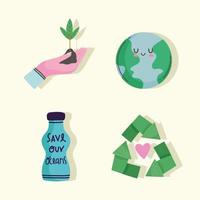 ícones de consciência ecológica vetor