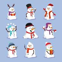 ícones de boneco de neve de natal vetor