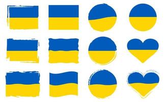 bandeira nacional ucraniana. definido em diferentes variações de formas e molduras. coleção de símbolos da ucrânia. ilustração vetorial isolado. a cor do original vetor