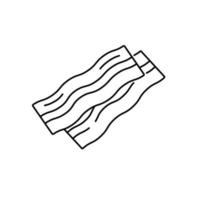 ícone de fatia de bacon simples isolado no fundo branco. conceito de fast-food. ilustração de linha do conceito de gastronomia. imagem preto e branco vetor