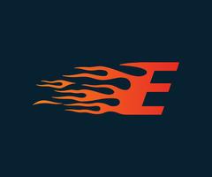 Letra E chama Logo. modelo de conceito de design de logotipo de velocidade