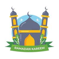 conceito de saudação ramadan kareem com ilustração de mesquita vetor