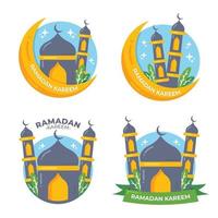 conjunto de ilustração de elementos do Ramadã. conceito de ramadan kareem com ilustração de mesquita e lua vetor