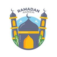 conceito de saudação ramadan kareem com ilustração de mesquita vetor