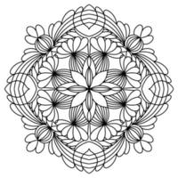 elemento de vetor de desenho mandala. página para colorir, livro de colorir para crianças e adultos. fundo com espaço para texto. contorno floral redondo ornamento. ilustração de linha para impressão em papel ou tecido.