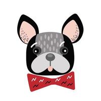 símbolo de vetor de personagem de desenho animado kawaii de buldogue preto cachorrinho francês