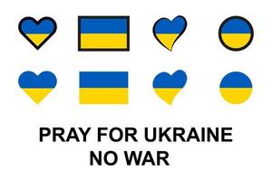 bandeira ucraniana em diferentes variações. reze pela Ucrânia. rezar pela paz. ilustração vetorial de cor azul e amarela. vetor