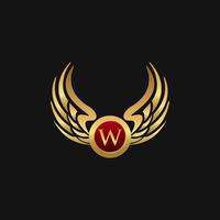 Modelo de conceito de design de logotipo de luxo letra W emblema asas vetor