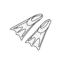 mão desenhada ilustração vetorial de nadadeiras. ilustração fofa do ícone de nadadeiras em um fundo branco. vetor