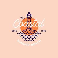 farol holofote farol torre ilha praia costa simples linha arte inspiração para design de logotipo vetor