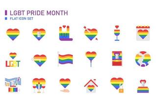 Conjunto de ícones planos do mês do orgulho lgbt. vetor