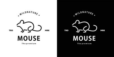 ícone de arte monoline de contorno de vetor de logotipo de rato hipster retrô vintage