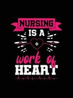 design de citações de camisetas de tipografia de enfermeira vetor