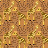 padrão perfeito com girafas na savana vetor