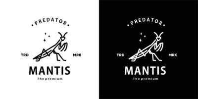 vintage retrô hipster mantis logotipo vetor contorno ícone de arte monoline