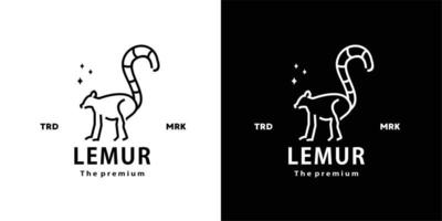 vintage retro hipster lemur logotipo vetor contorno ícone de arte monoline