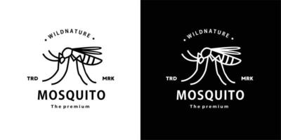 ícone de arte monoline de contorno de vetor de logotipo de mosquito hipster retrô vintage