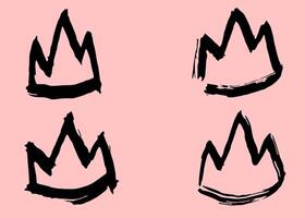 ícone de grafite do logotipo da coroa. elementos pretos isolados no fundo branco. ilustração vetorial. vetor