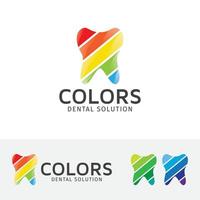 modelo de logotipo dental colorido vetor