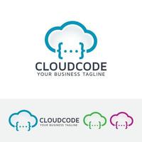 design de logotipo de vetor de codificação em nuvem